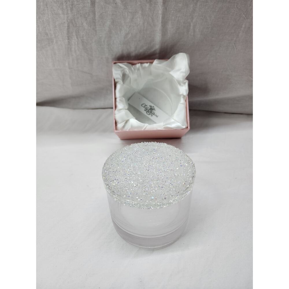 New Oleg Cassini Sparkle top glass box trinket box with lid X